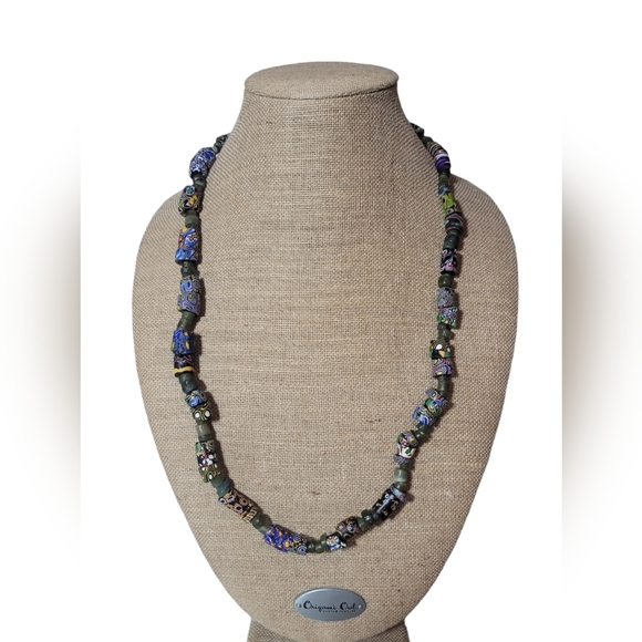 Antique - Vintage Venetian Cane Millefiori Murano Old World Trade Bead Necklace - Picture 3 of 12